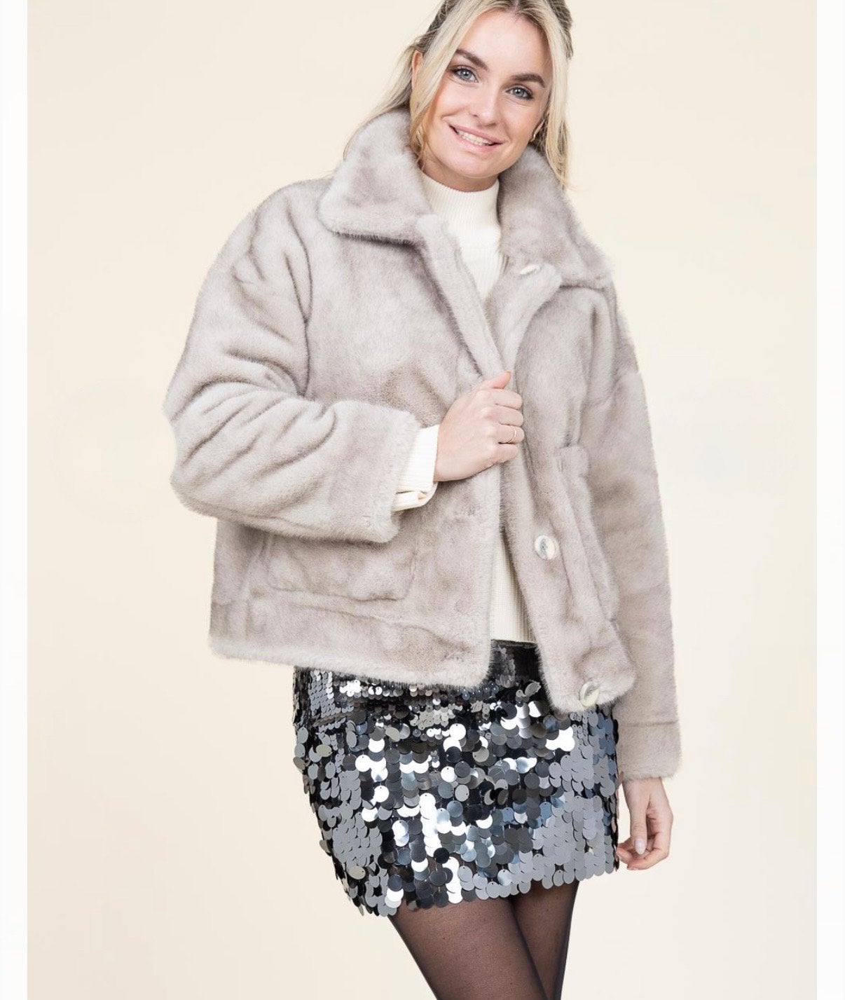 Studio AR Reversible Faux Mink Jacket Faje | Taupe, Ophalen of Verzenden, Nieuw, Maat 34 (XS) of kleiner, Bruin