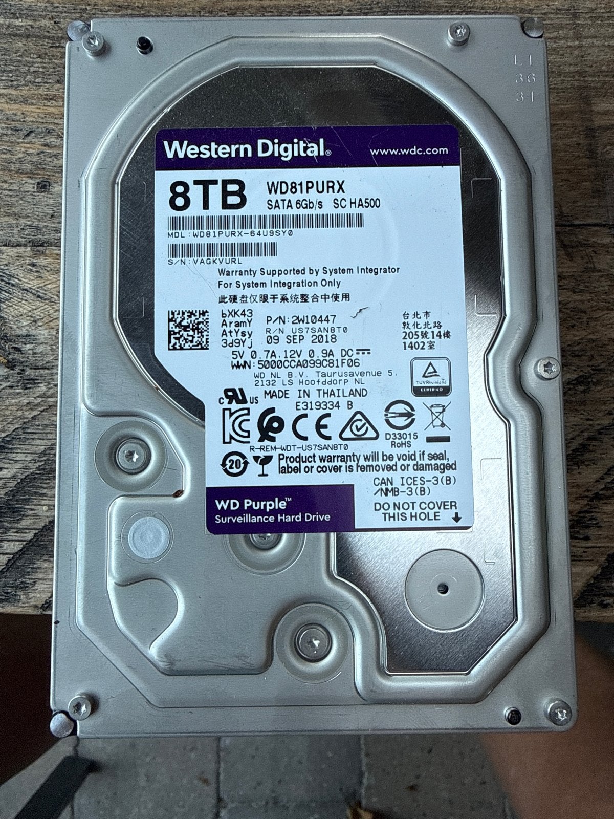 2 x Western Digital WD81PURX 8TB SATA Harde Schijf, Computers en Software, Harde schijven, Intern, Gebruikt, Ophalen of Verzenden