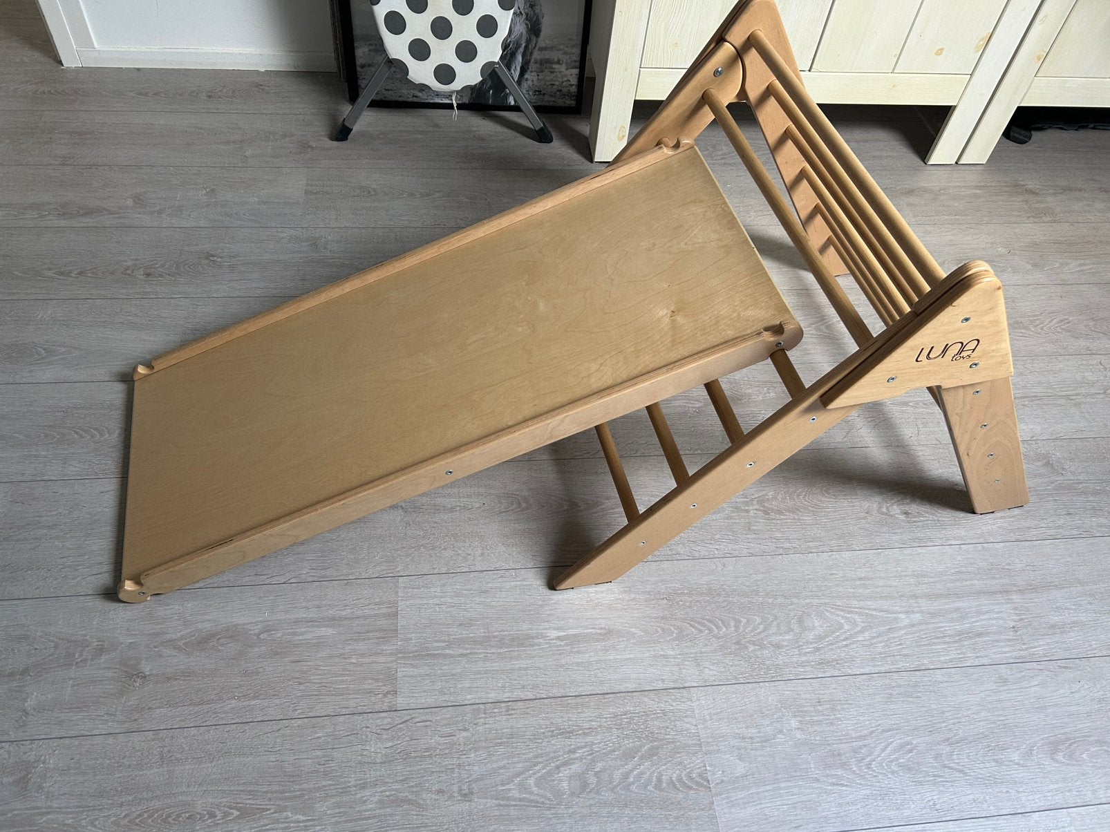 Houten klimrek met glijbaan, Ophalen, Zo goed als nieuw