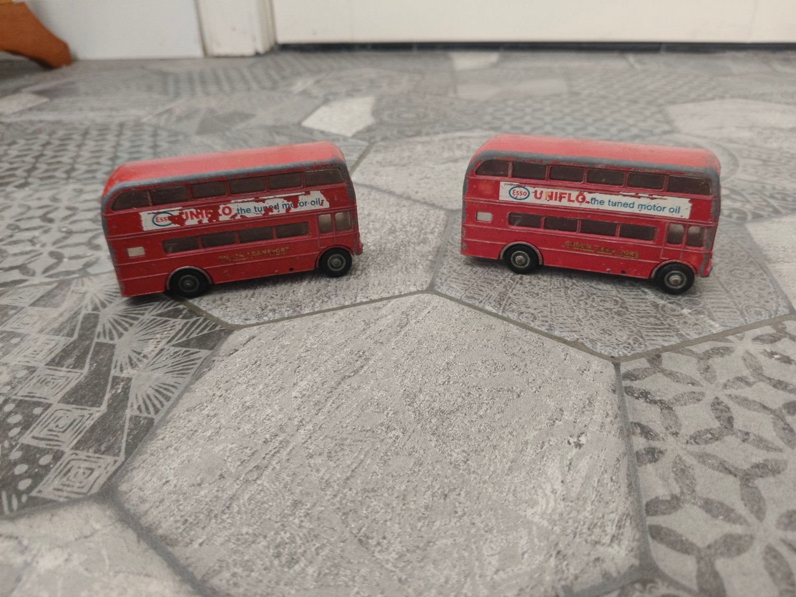Te koop 2x Vintage Budgie Toys AEC  dubbeldekkerbus, Ophalen of Verzenden, Gebruikt, Bus of Vrachtwagen