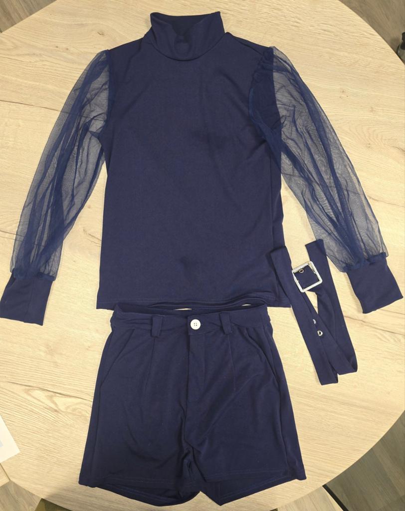 kleine dames set donkerblauw mt 34/36, Kleding | Dames, Gelegenheidskleding, Overige typen, Zo goed als nieuw, Maat 34 (XS) of kleiner