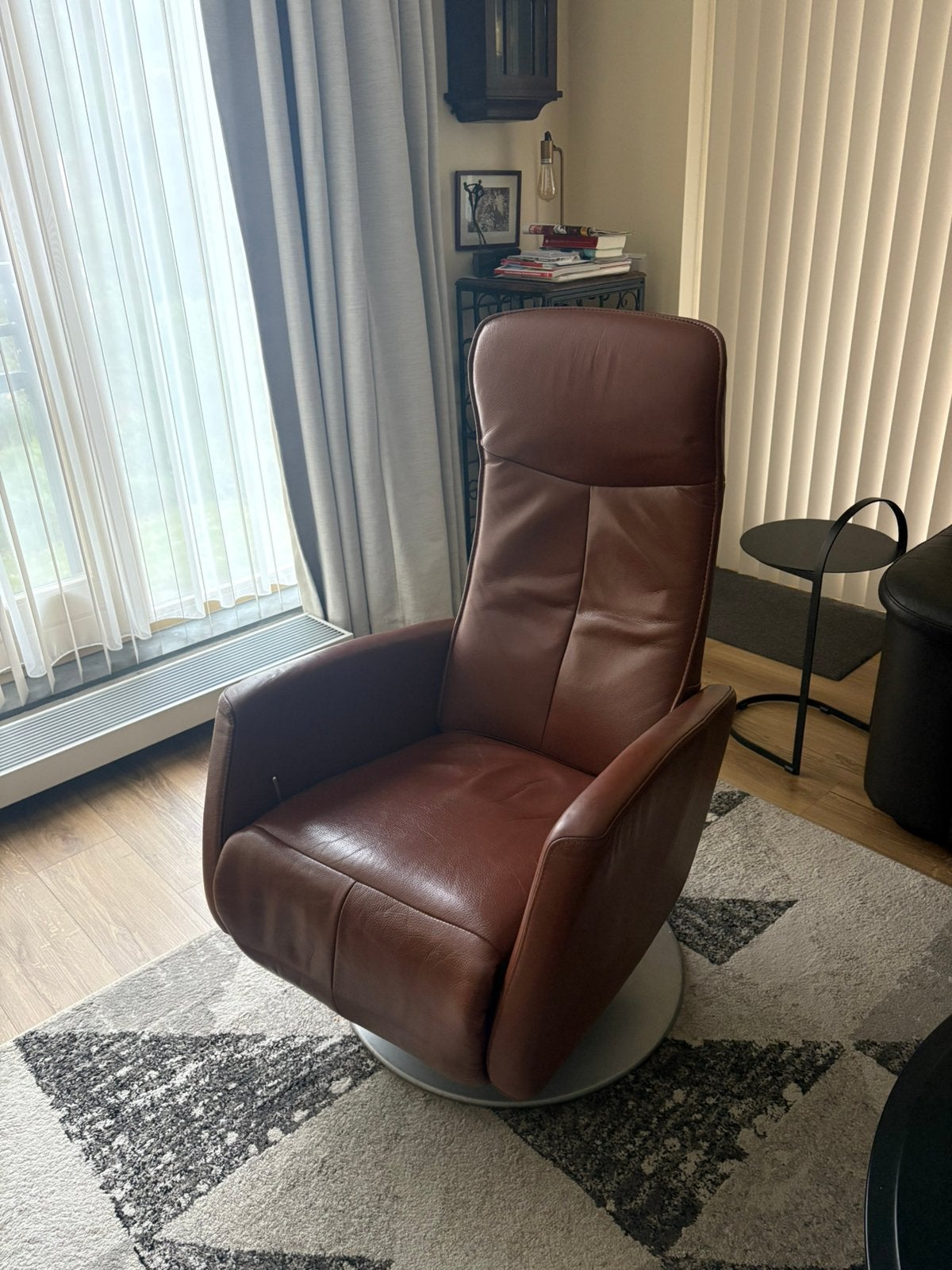 Relaxfauteuil leder verstelbaar, Ophalen, Gebruikt, Minder dan 75 cm, Leer