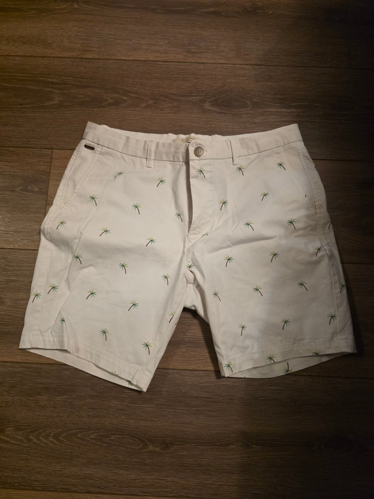 Scotch & Soda Korte Broek Maat 30 met Palmbomenprint, Wit, W32 (confectie 46) of kleiner, Ophalen of Verzenden, Zo goed als nieuw