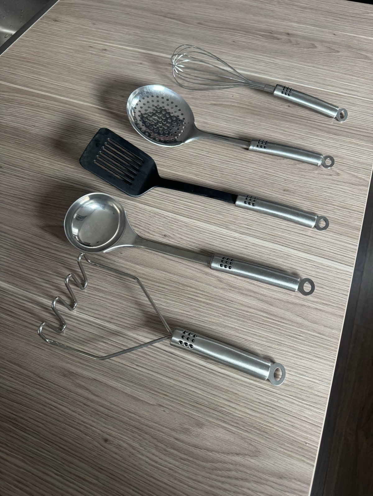 5-delige roestvrijstalen keukengerei set, Zilver, Ophalen of Verzenden, Metaal, Overige merken