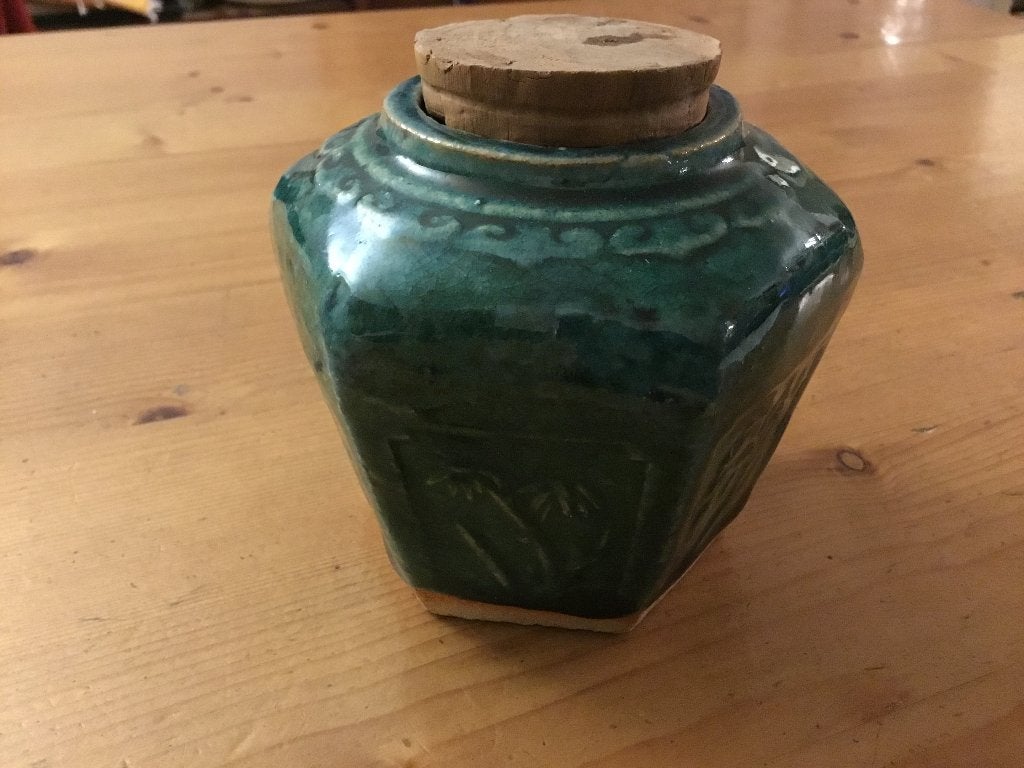 Antieke Chinese gemberpot, groen geglazuurd, Antiek en Kunst, Ophalen of Verzenden