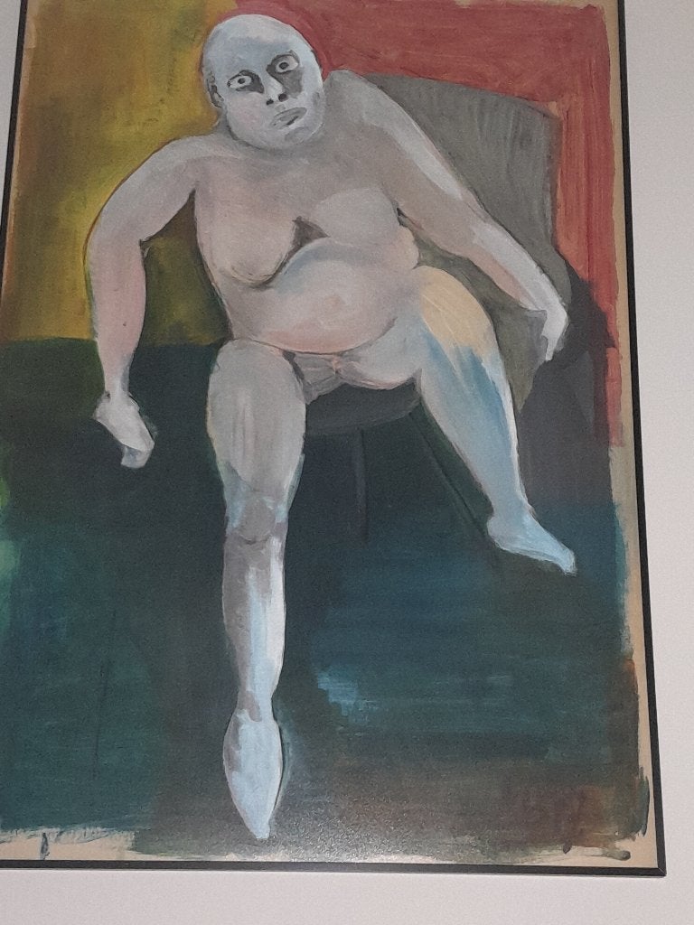 schilderij, Antiek en Kunst, Ophalen, Achter glas, Papier/karton, Overige technieken