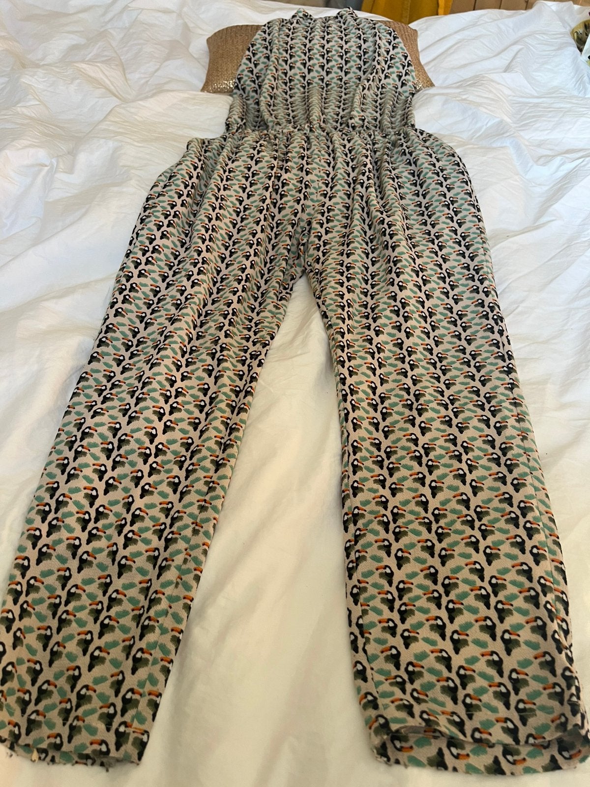 Aaiko mooie jumpsuit/ maat M/ toekan print, Kleding | Dames, Jumpsuits, Verzenden, Nieuw, Maat 38/40 (M), Groen