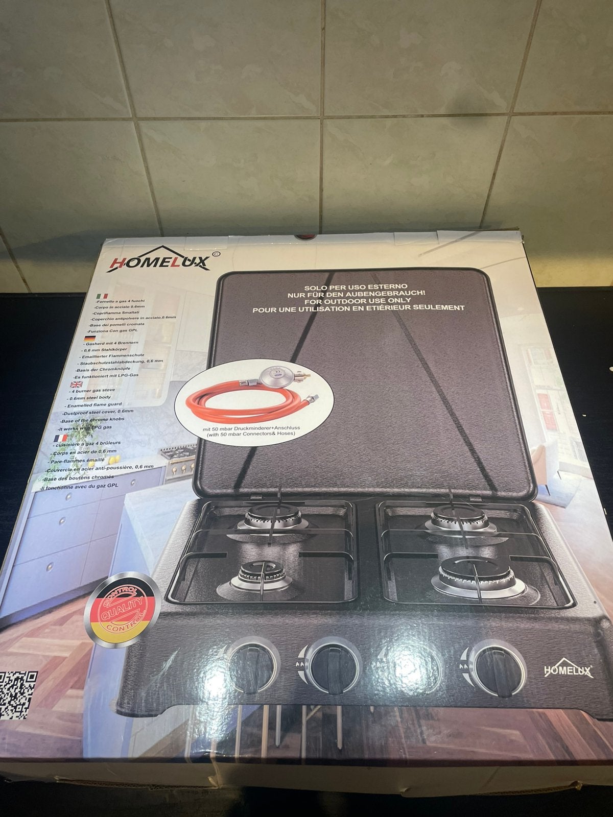 4-pitt gas fornuis, Witgoed en Apparatuur, Fornuizen, Minder dan 85 cm, Nieuw, Gas, Vrijstaand