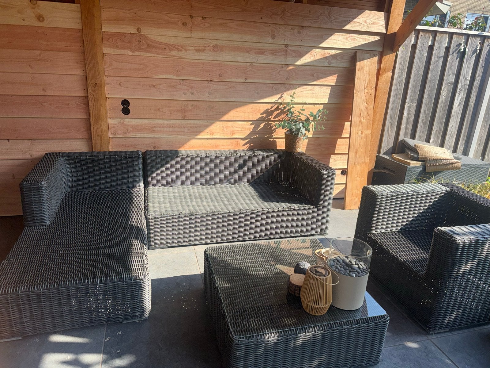 Stevige loungeset met fauteuil, Ophalen, 5 zitplaatsen, Gebruikt, Loungeset
