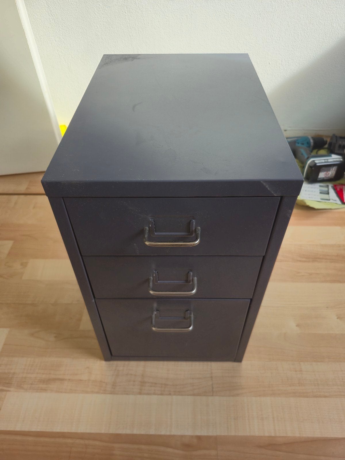 Metalen ladekastje met 3 lades - Grijs + gratis organizers, Huis en Inrichting, Kasten | Ladekasten, Ophalen of Verzenden, Gebruikt