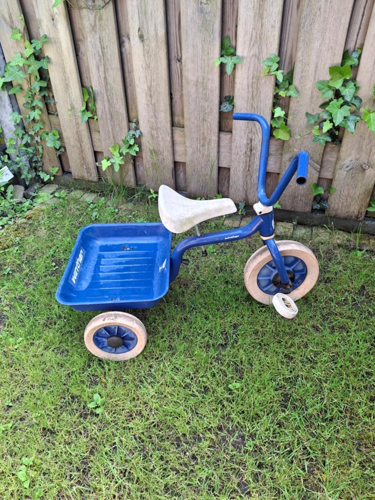 Winther driewieler met bak - Blauw, Ophalen, Gebruikt, Trapvoertuig