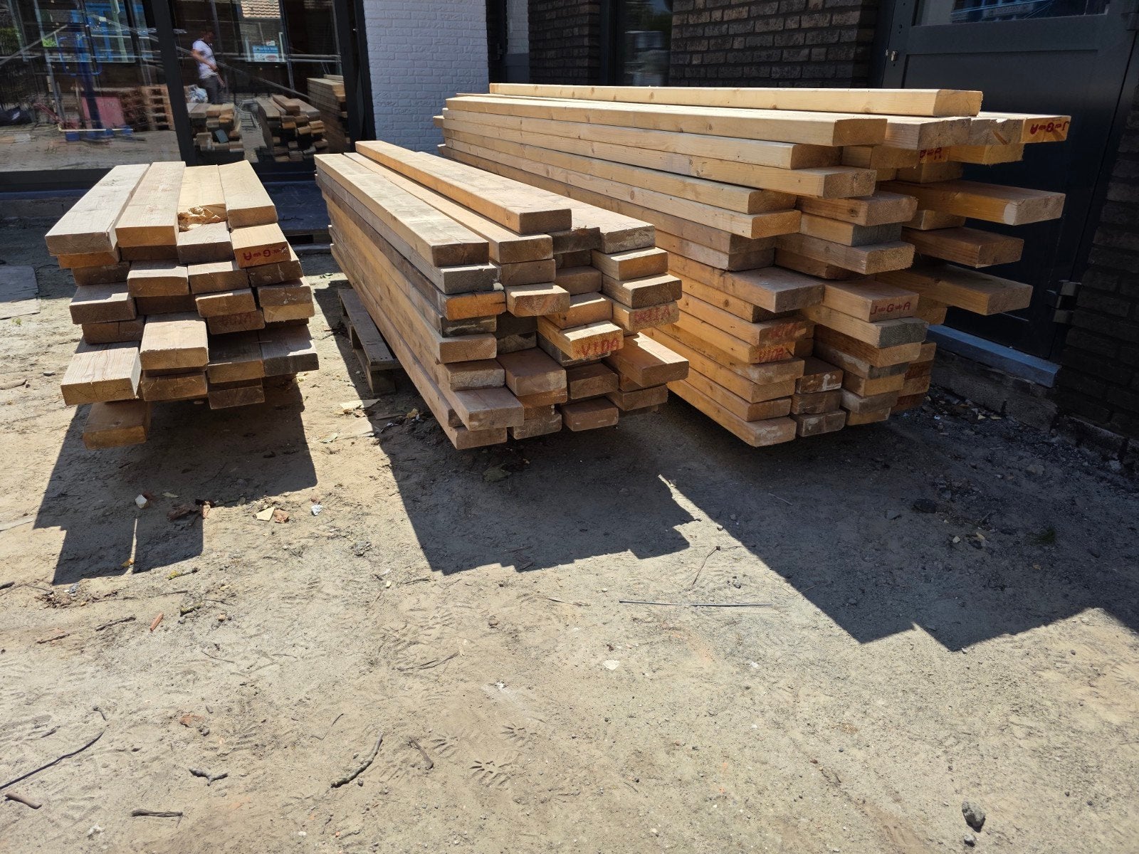 grote partij houten balken geschaafd  15.5x6.5cm, Ophalen, Zo goed als nieuw, 250 cm of meer, Balken