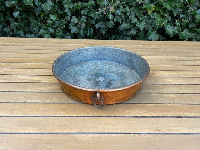 Antieke Koperen Lage Pan / Schaal - 27 cm, Antiek en Kunst, Ophalen of Verzenden, Koper