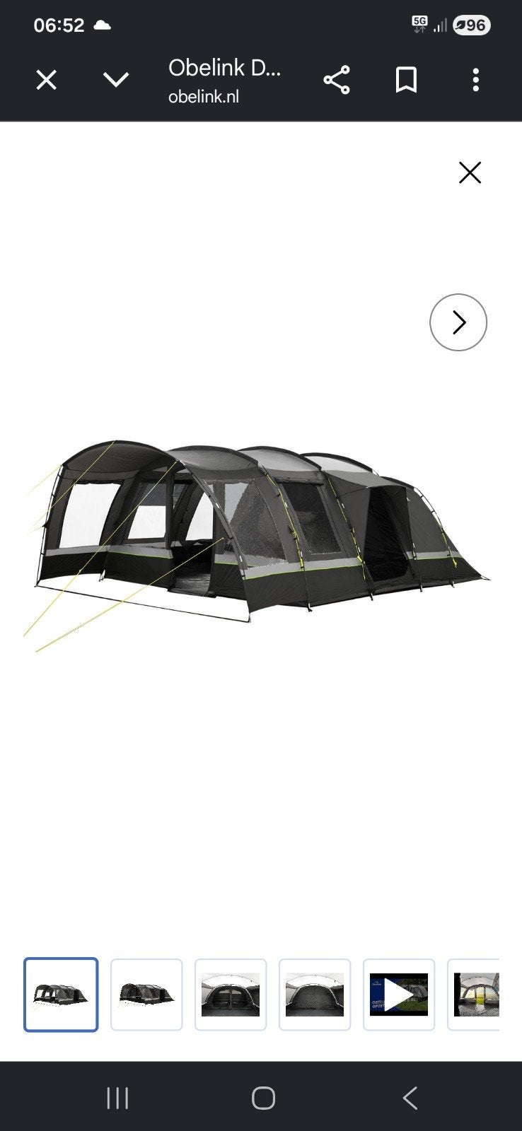 Obelink dallas 6 xl  - Ruime Gezinstent uit 2024, Caravans en Kamperen, Ophalen of Verzenden, Nieuw, Tot en met 6