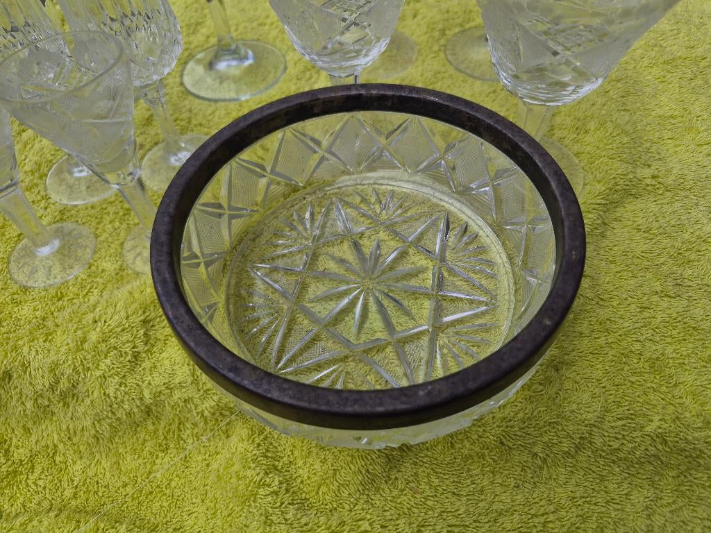 Art Deco Bowl, schaal, van Hefra, verzilverde rand uit polen, Ophalen, Zo goed als nieuw, Kom(men), Overige stijlen