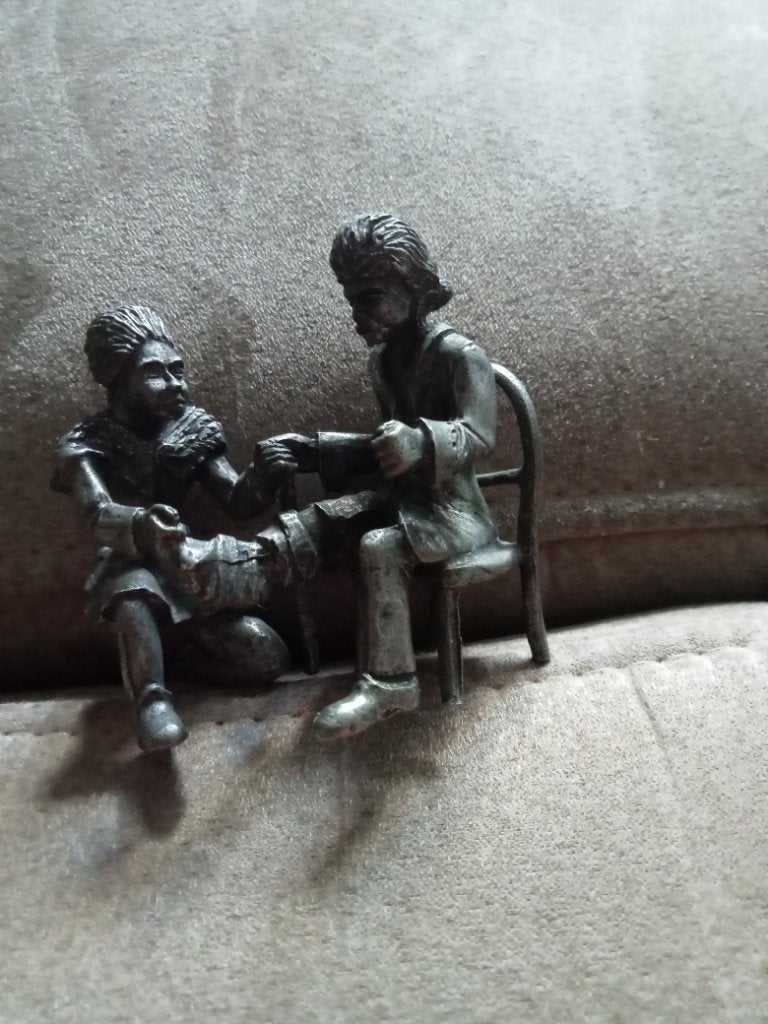 Vintage Tinnen Beeldje: Kinderen Spelen (8 cm), Antiek en Kunst, Ophalen