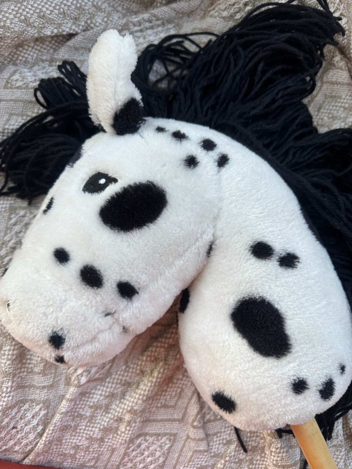 Hobbyhorse zwart-wit gevlekt met zwarte manen, Ophalen, Gebruikt, Jongen of Meisje