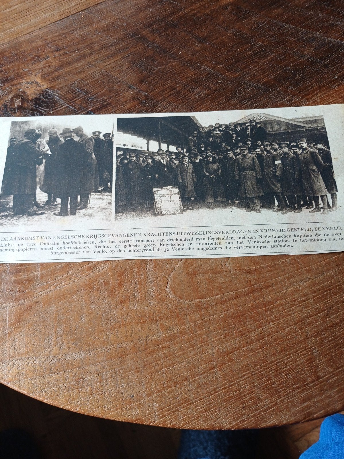 knipsel aankomst Engelse krijgsgevangenen Venlo 1918, Verzamelen, Ophalen of Verzenden, Voor 1920, Knipsel(s)