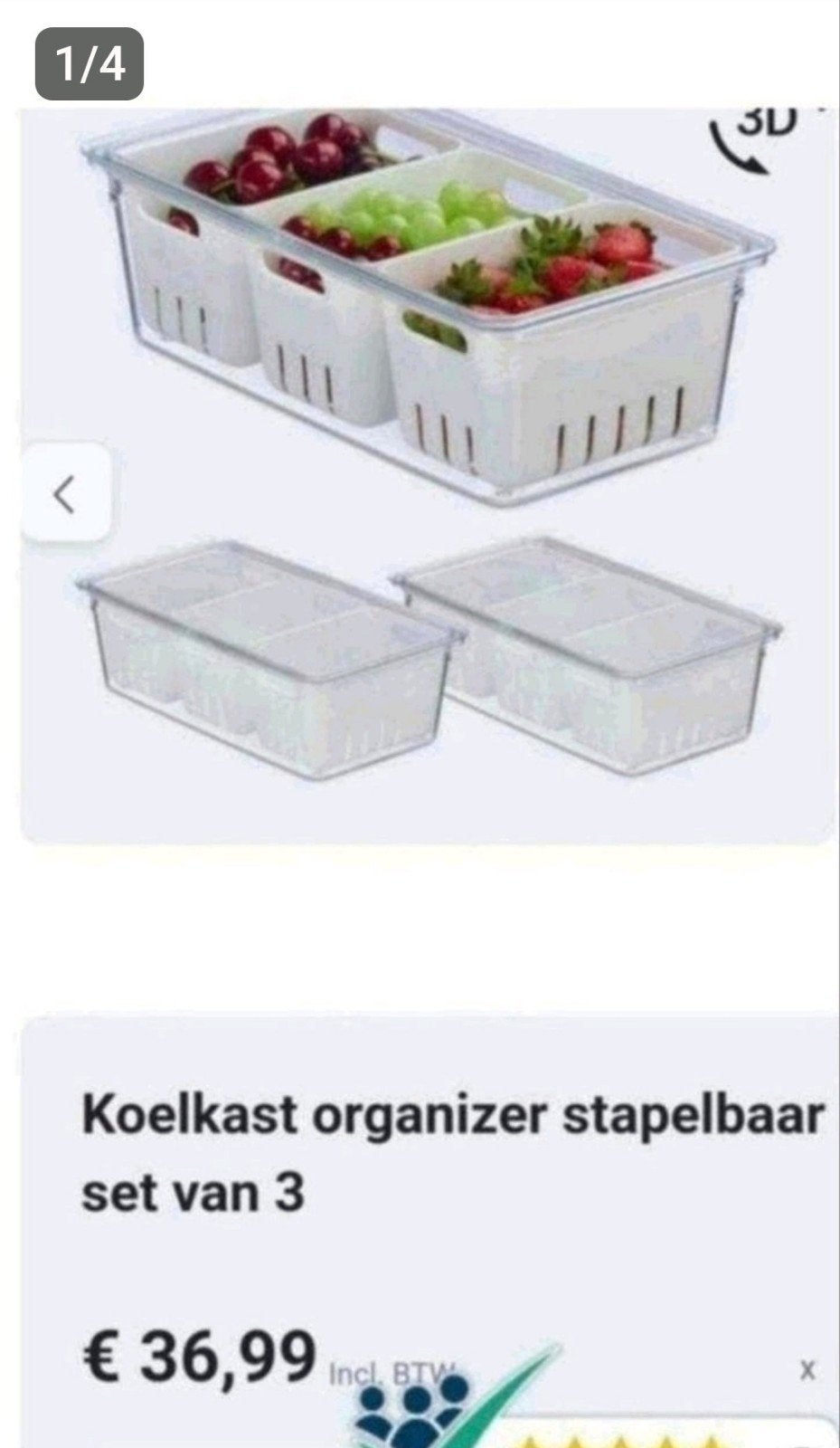 Set 3x3 stapelbare verhoudbakjes nieuw in doos, Ophalen, Nieuw
