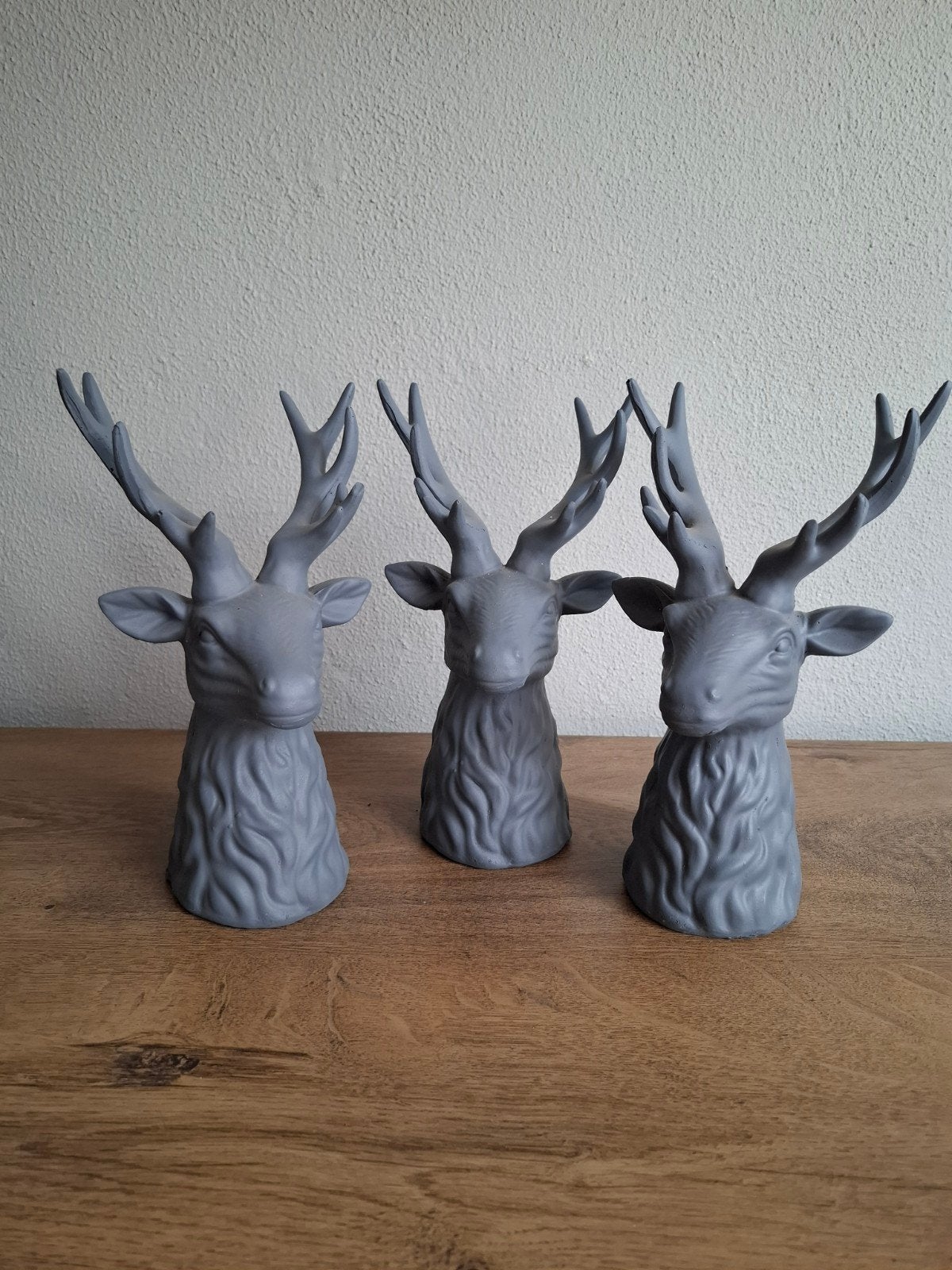 Set van 3 decoratieve hertenkoppen - Grijs, Nieuw, Ophalen of Verzenden, Landelijk, Grijs