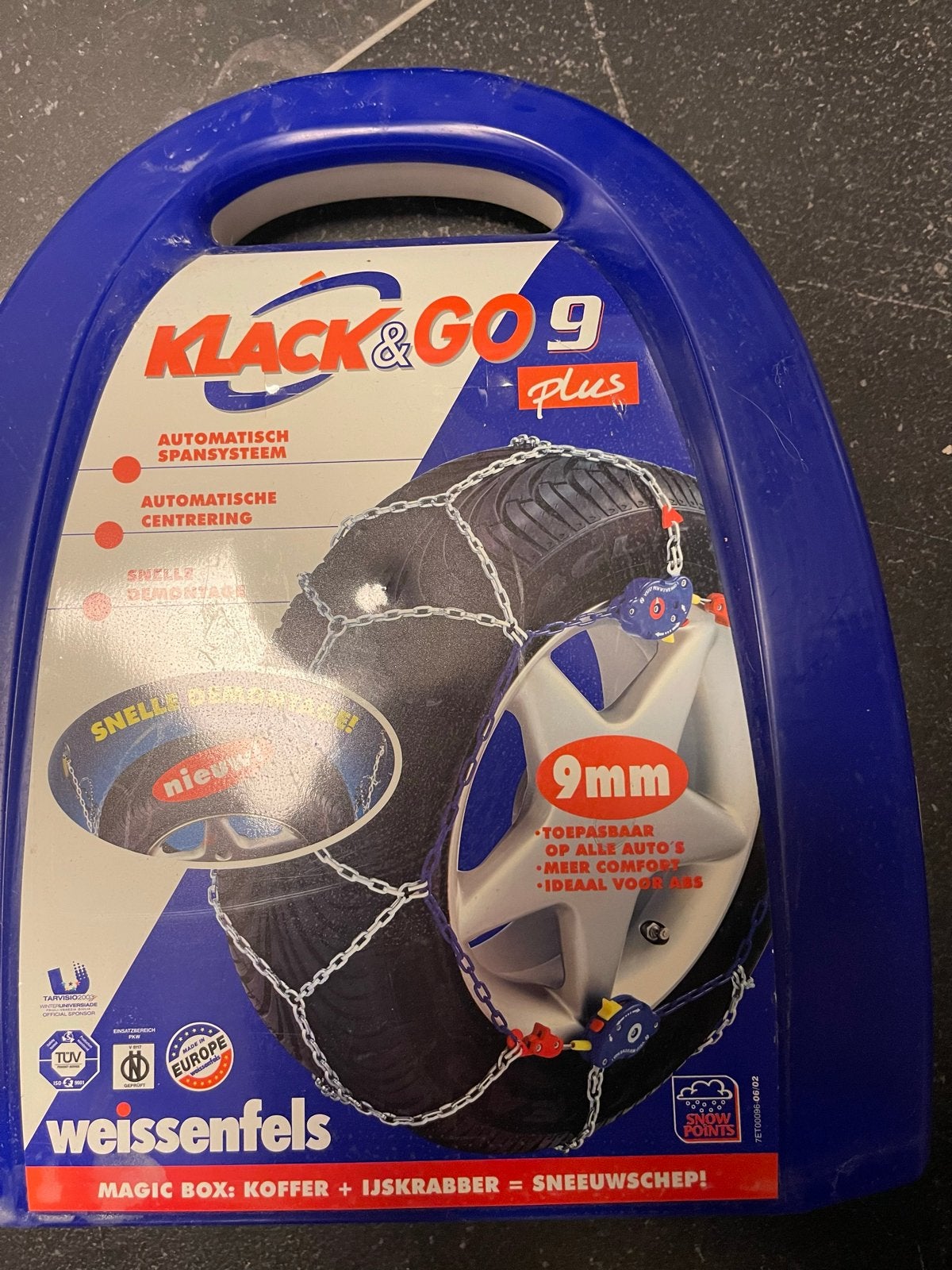 Weissenfels Klack & Go 9 Plus sneeuwkettingen, Auto diversen, Sneeuwkettingen, Ophalen, Zo goed als nieuw