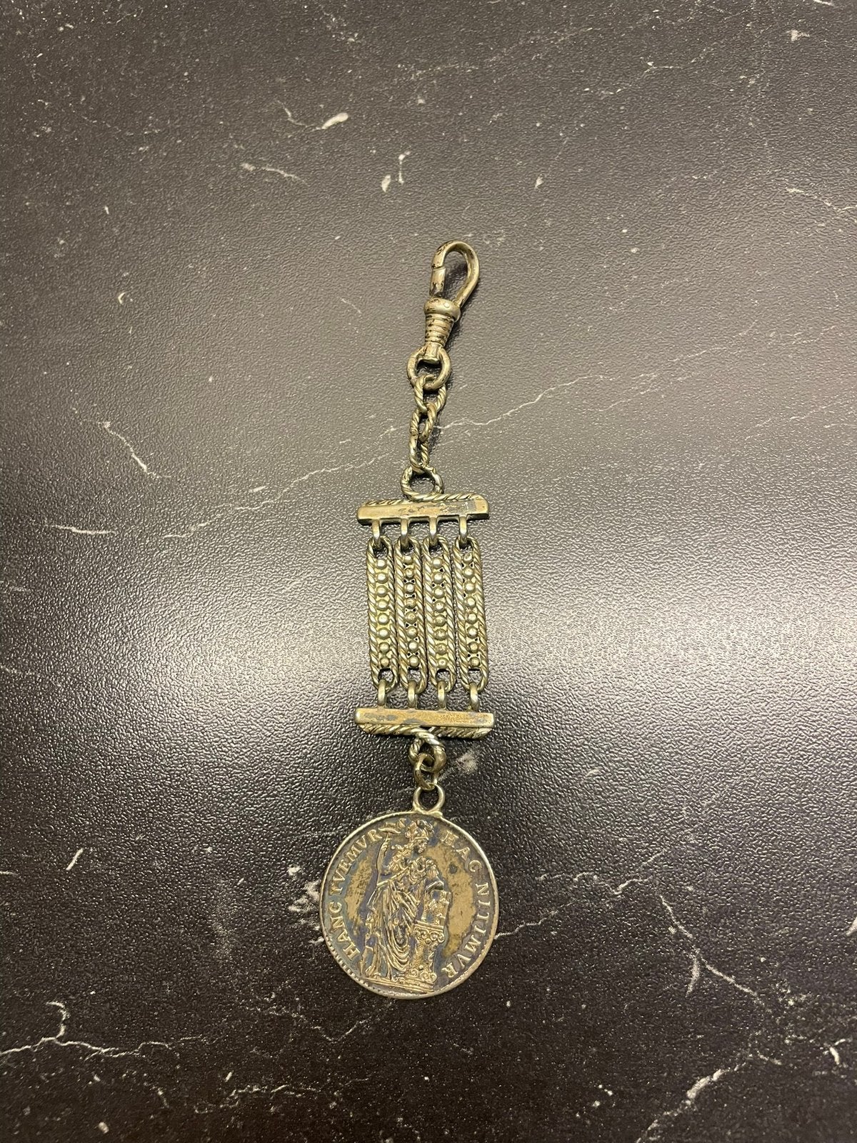 Mooie zilveren chatelaine met munt X-stuiver!, Ophalen of Verzenden, Zilver
