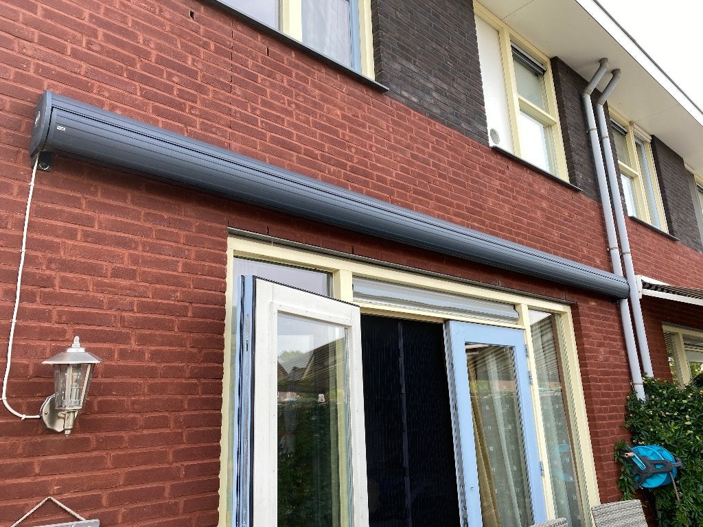 Elektrisch Zonnescherm Sunline Ibiza 5m breed, 3 meter diep, Tuin en Terras, Ophalen, Gebruikt, 450 cm of meer, Elektrisch
