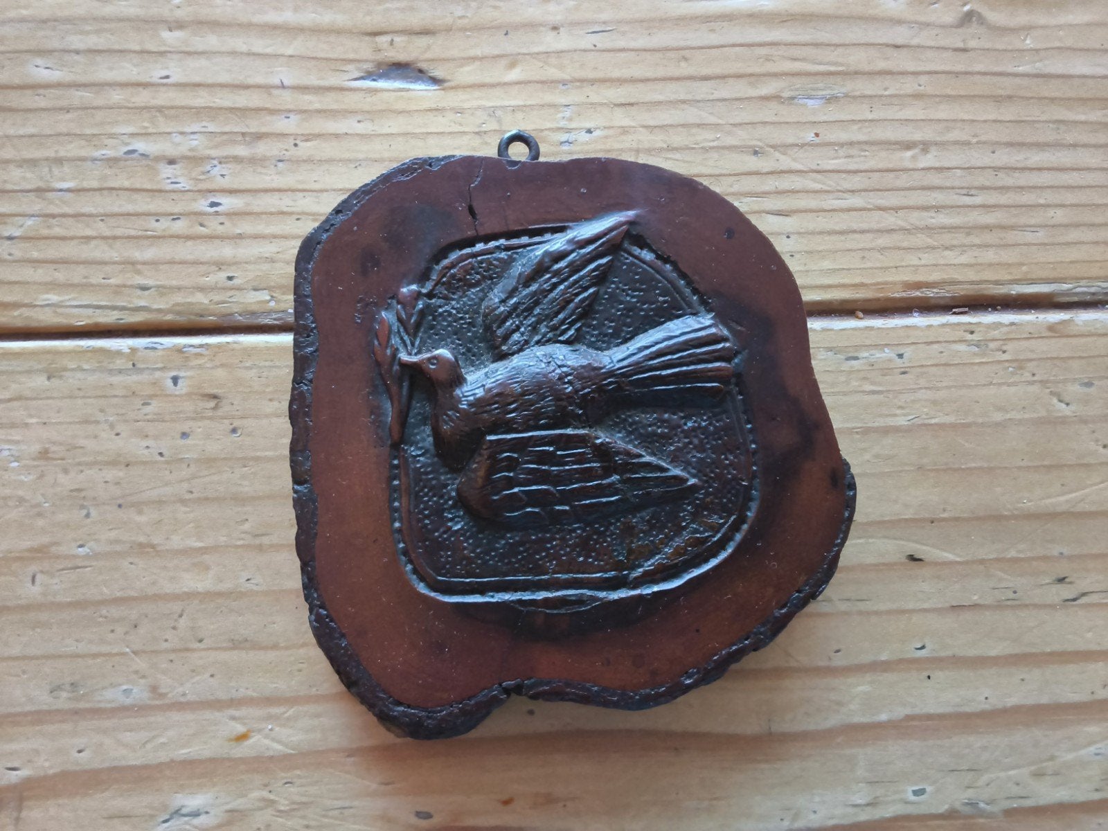 Houten wanddecoratie met vredesduif, Ophalen of Verzenden