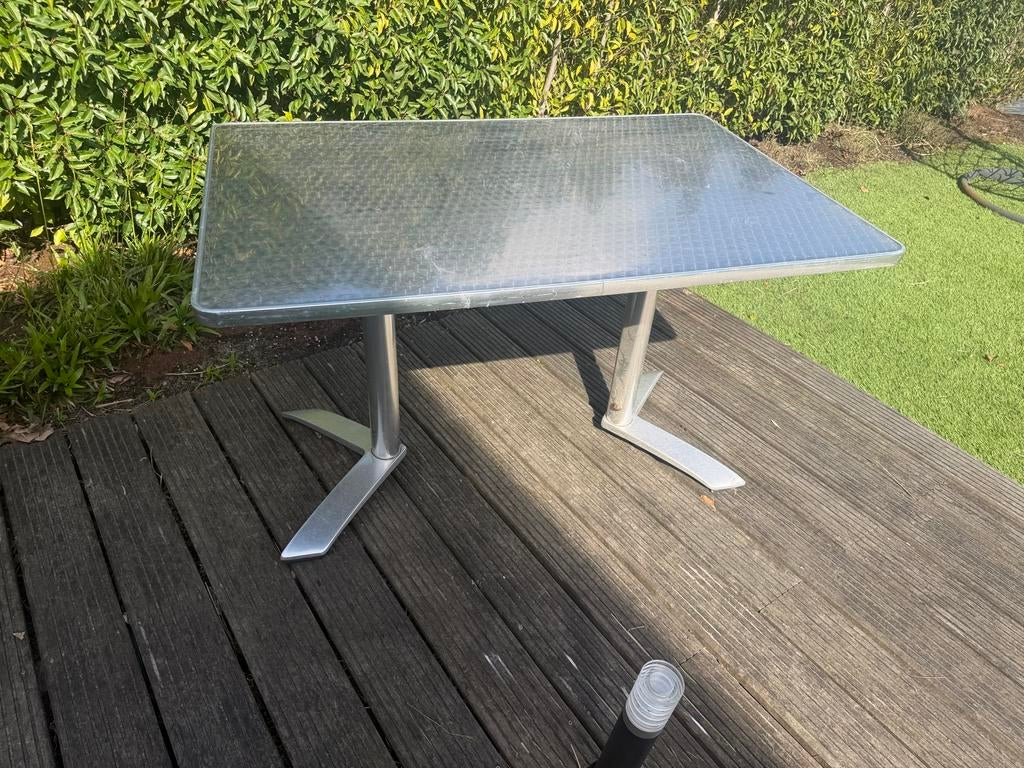 Rvs tuintafel - Rechthoekig en stevig 120-80 cm moet weg!!, Ophalen, Gebruikt, Rechthoekig, Metaal