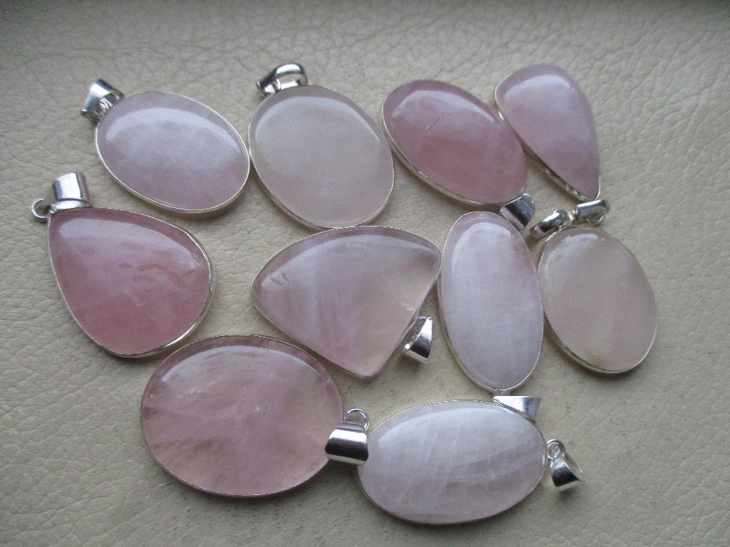 partij mix rozen quartz natuursteen hangers, Ophalen of Verzenden, Nieuw, Steen of Mineraal