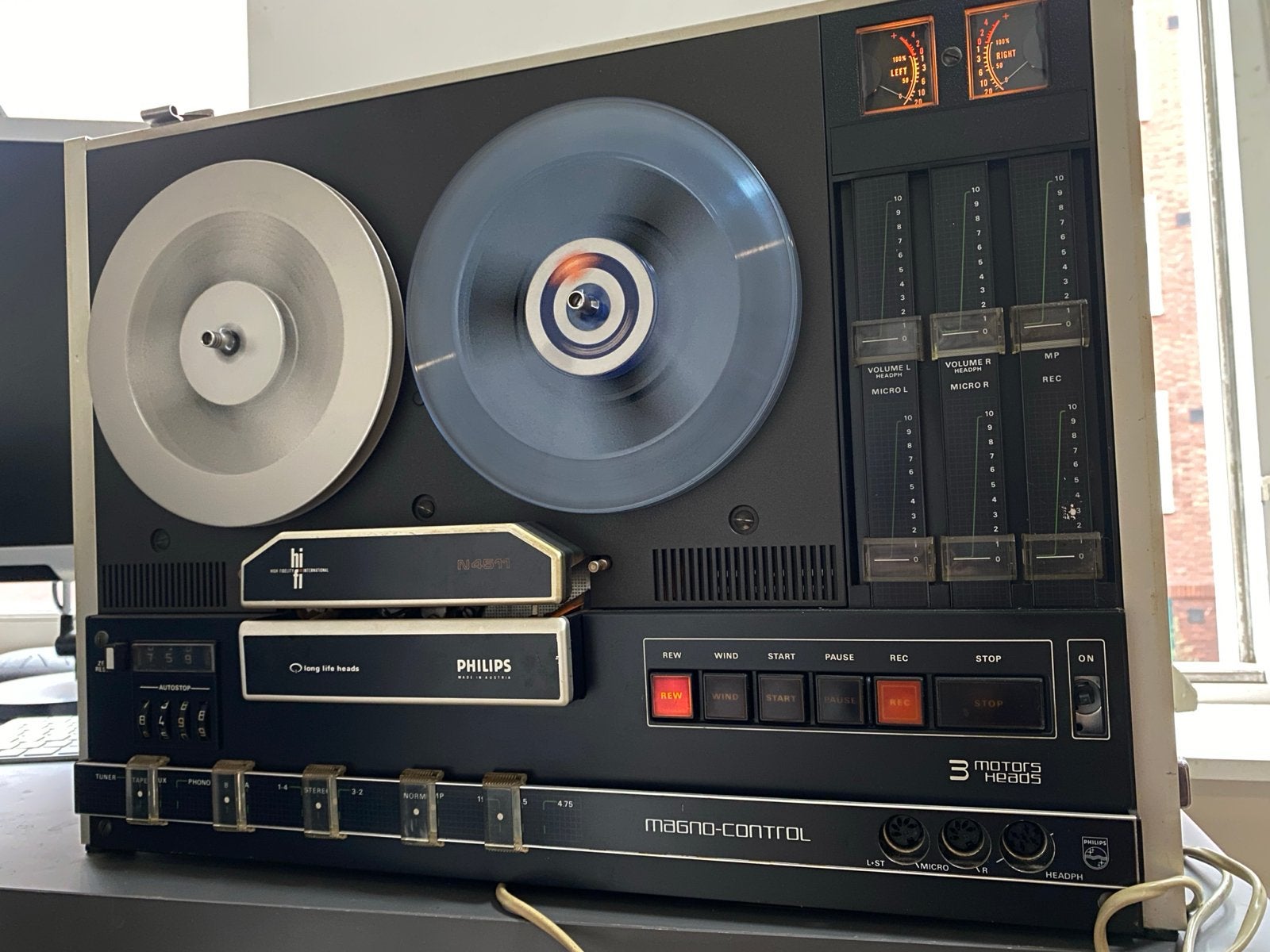 Philips N4511 Magno-Control bandrecorder, Audio, Tv en Foto, Bandrecorders, Ophalen, Bandrecorder, Met stofkap
