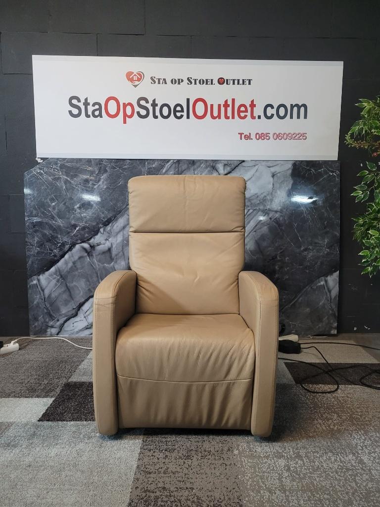 Staopstoel Hukla Leder Creme met kantelfunctie en topswing, Minder dan 75 cm, Leer, Ophalen of Verzenden, Zo goed als nieuw