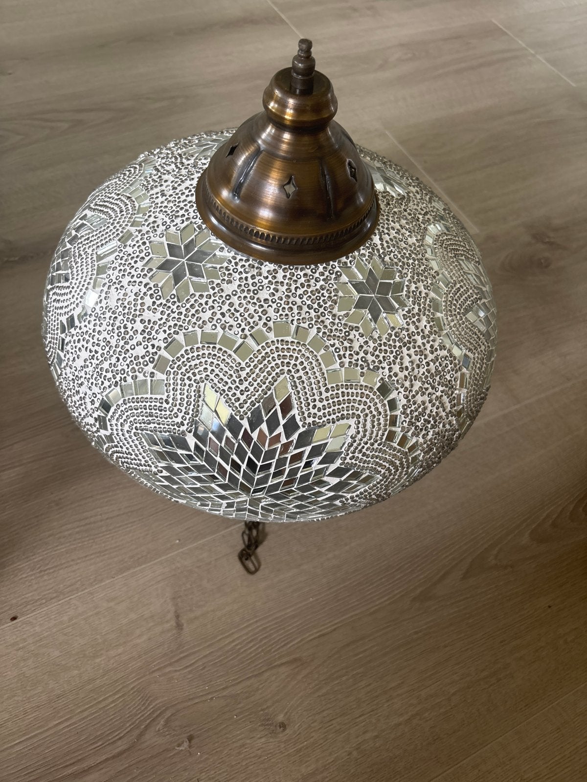 Oosterse mozaïek hanglamp - Wit/Zilver zonder viting, Ophalen, Wit, Overige merken, Gebruikt
