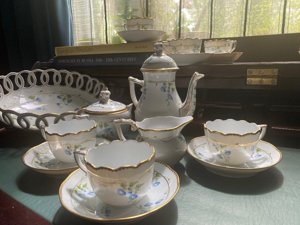 Antiek koffieservies voor 6 personen Herend, Meissen,Dresden, Ophalen of Verzenden