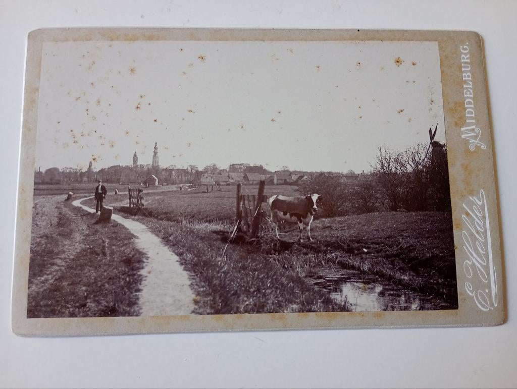 Kabinetsfoto Omgeving Middelburg omstreeks 1897, Verzamelen, Foto's en Prenten, Ophalen of Verzenden, Voor 1940, Gebruikt, Foto