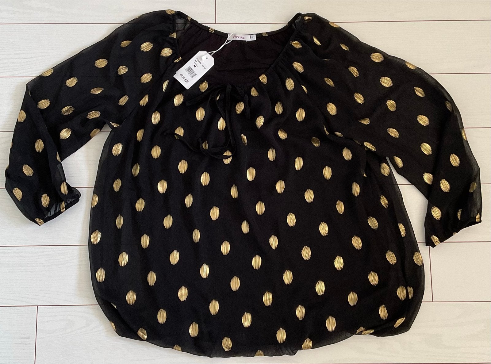 Nieuwe Paprika blouse met gouden stippen - Maat M, Ophalen of Verzenden, Nieuw, Maat 38/40 (M), Zwart