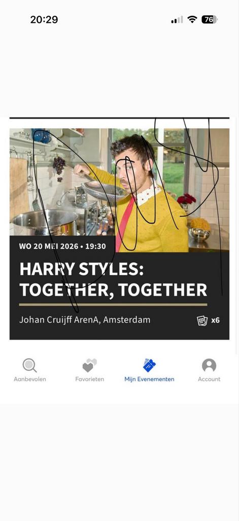 6 Harry Styles tickets naast elkaar 75 euro per kaart, Tickets en Kaartjes, Drie personen of meer, Mei