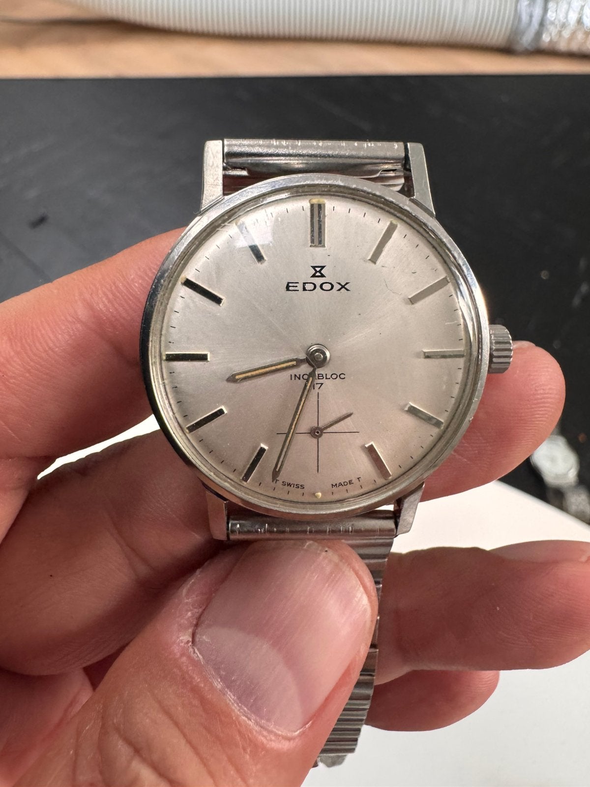 Edox incabloc antimagnetic vintage, Sieraden, Tassen en Uiterlijk, Horloges | Antiek, Ophalen of Verzenden, Staal, Overige merken