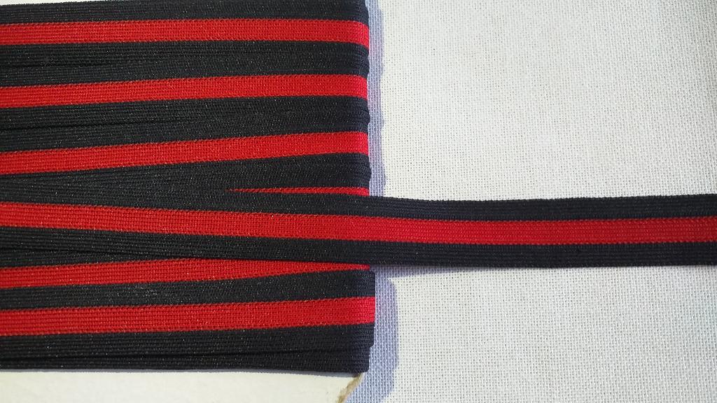 Band zwart/donkerrood van 2,5 cm. breed, Ophalen of Verzenden, Nieuw, Lint, Band of Elastiek