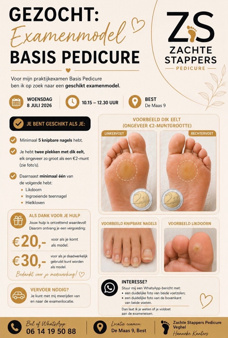 Met spoed examen model pedicure gezocht voor 8 juli!, MBO