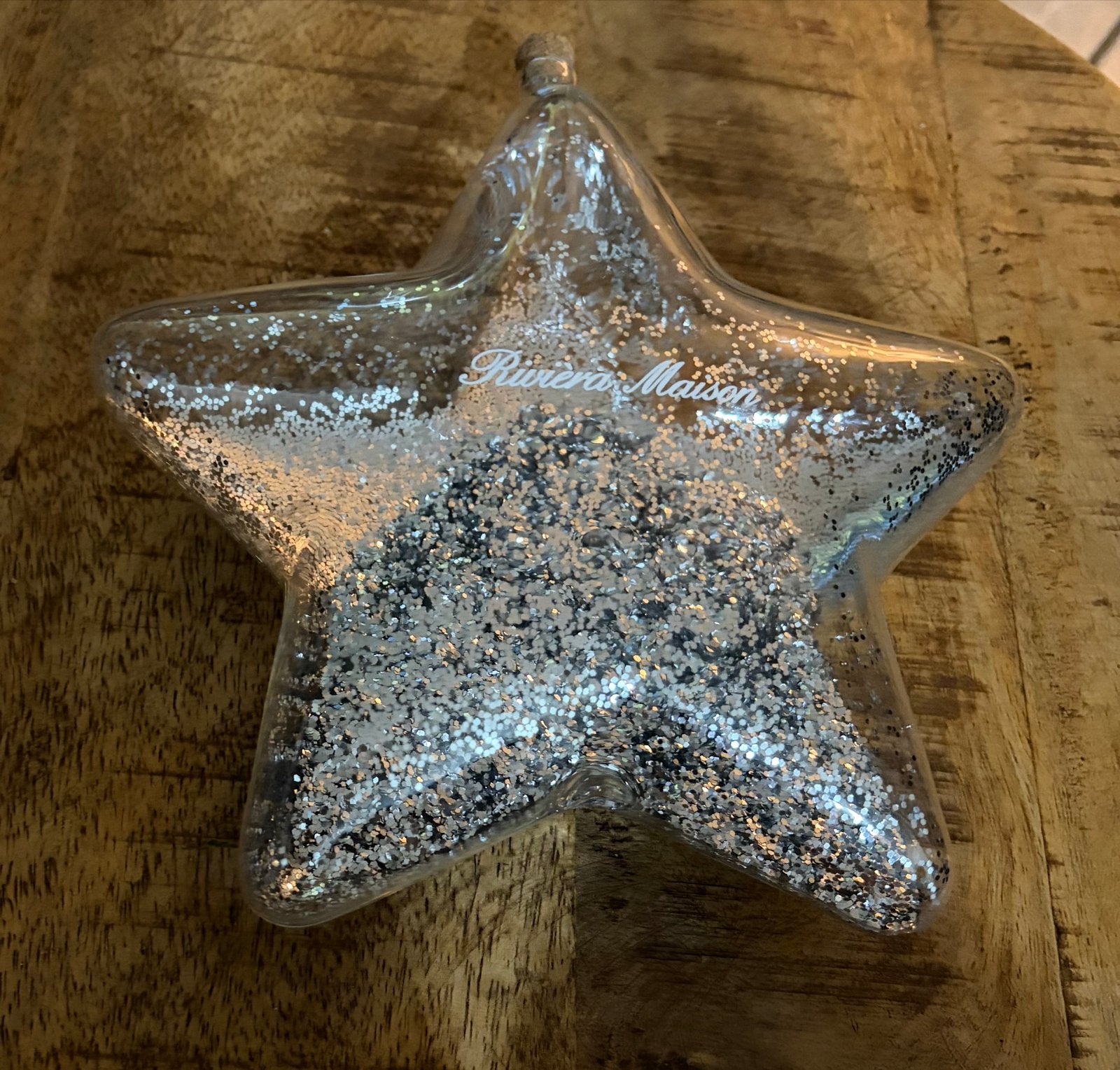 Riviera Maison glazen ster met glitters, Ophalen, Glas, Zilver, Landelijk