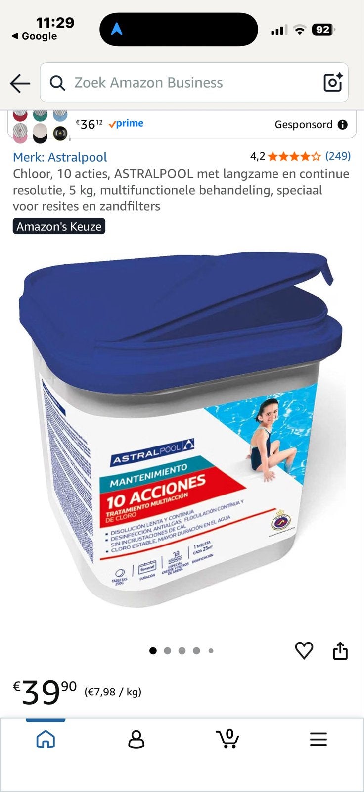 Pool Chloor 250 gr tab 10 acties, 2 x 5 kg, multifunctioneel