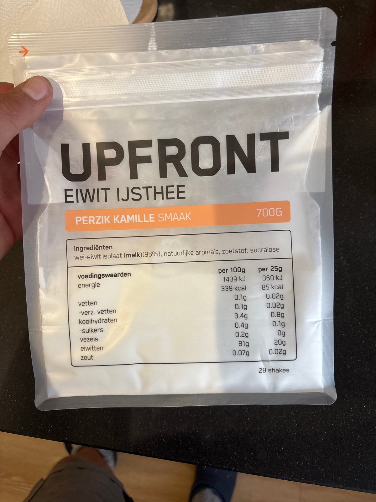UPFRONT Eiwit IJsthee Perzik Kamille 700g, Ophalen of Verzenden, Nieuw, Poeder of Drank