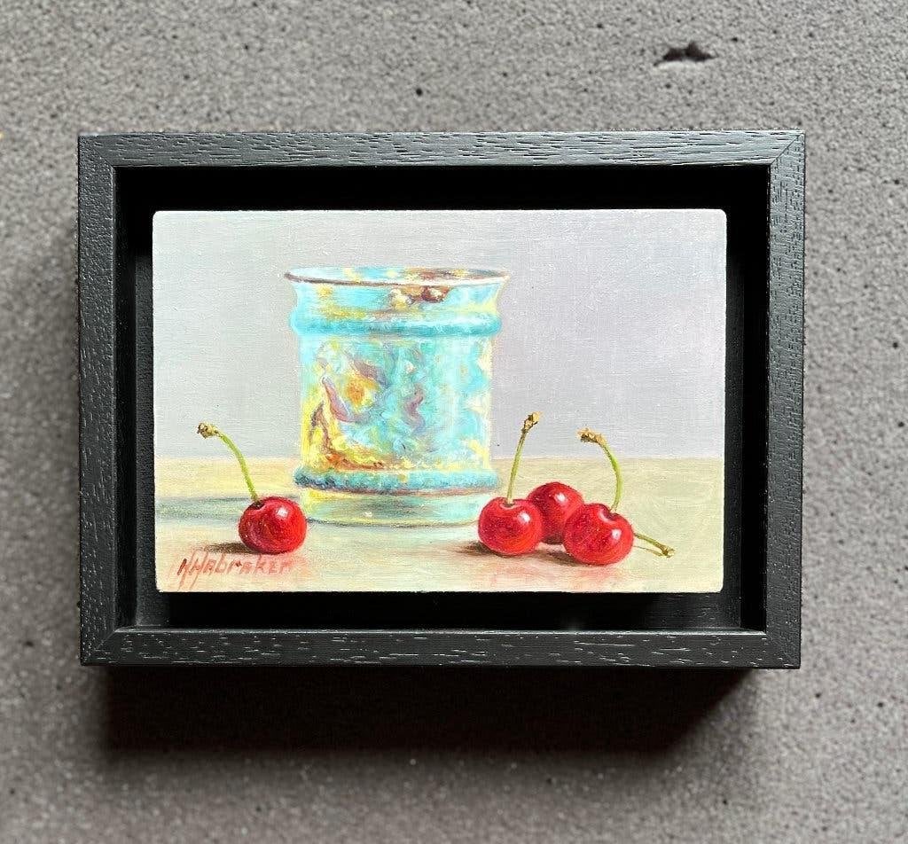 Stilleven kersen en romeins glas. Hans Habraken.