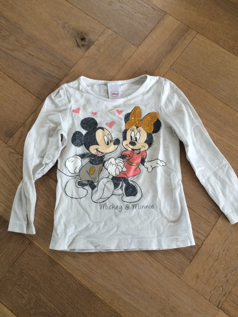 Leuke longsleeve van Mickey & Minnie Mouse maat 104, Disney, Gebruikt, Meisje, Ophalen of Verzenden