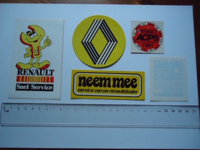 sticker oud Renault auto dealer garage retro oldtimer, Verzenden, Zo goed als nieuw, Bedrijf of Vereniging