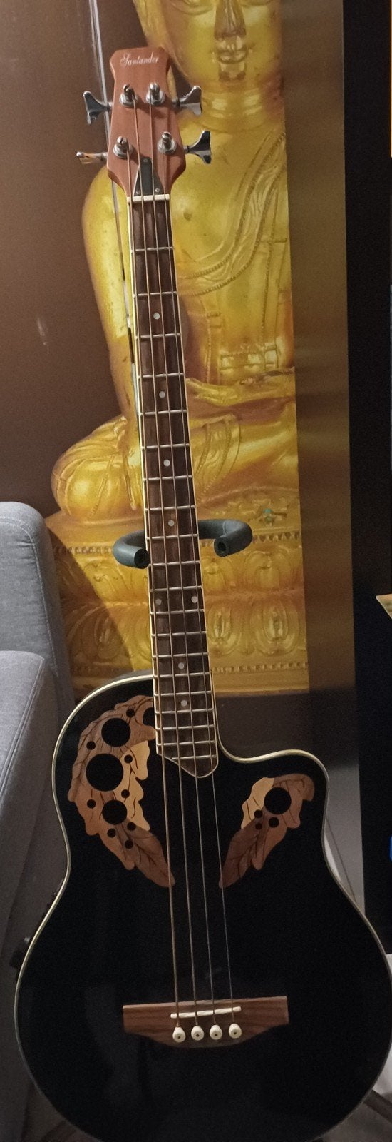 basgitaar akoestisch elektrisch., Ophalen, Gebruikt, Semi-akoestisch