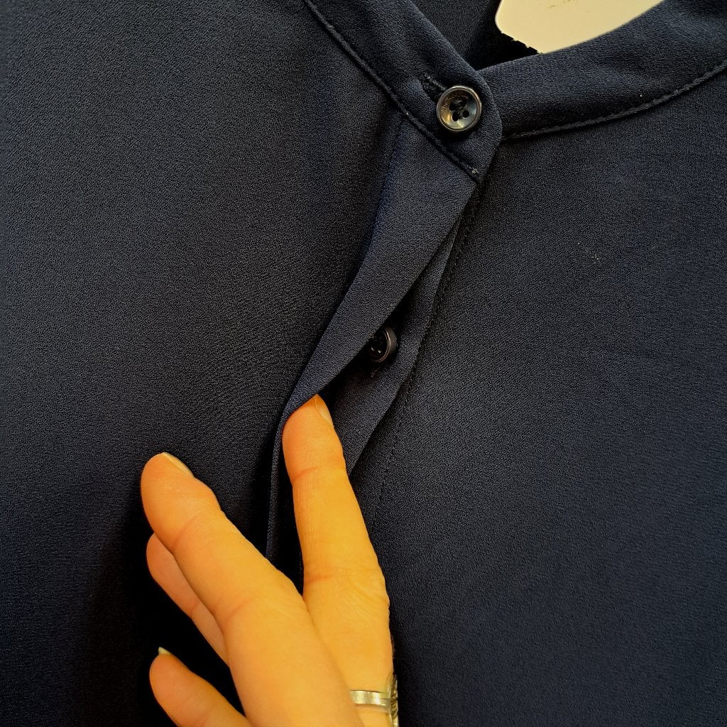 The Kooples blauw / paarsig blouse + zwart kant L nr 39480, ., Maat 42/44 (L), Zo goed als nieuw, The Kooples