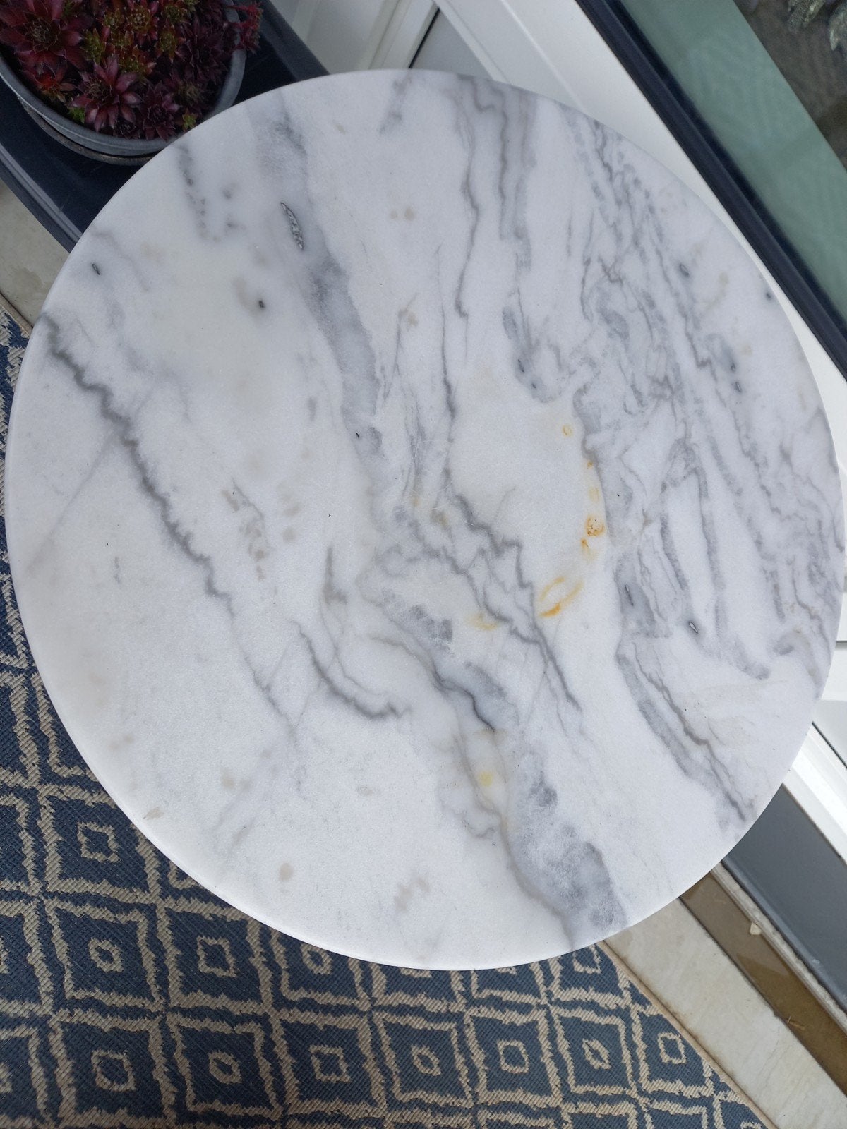 Bistro tafel met marmer blad, Ophalen, Gebruikt, Rond, Metaal