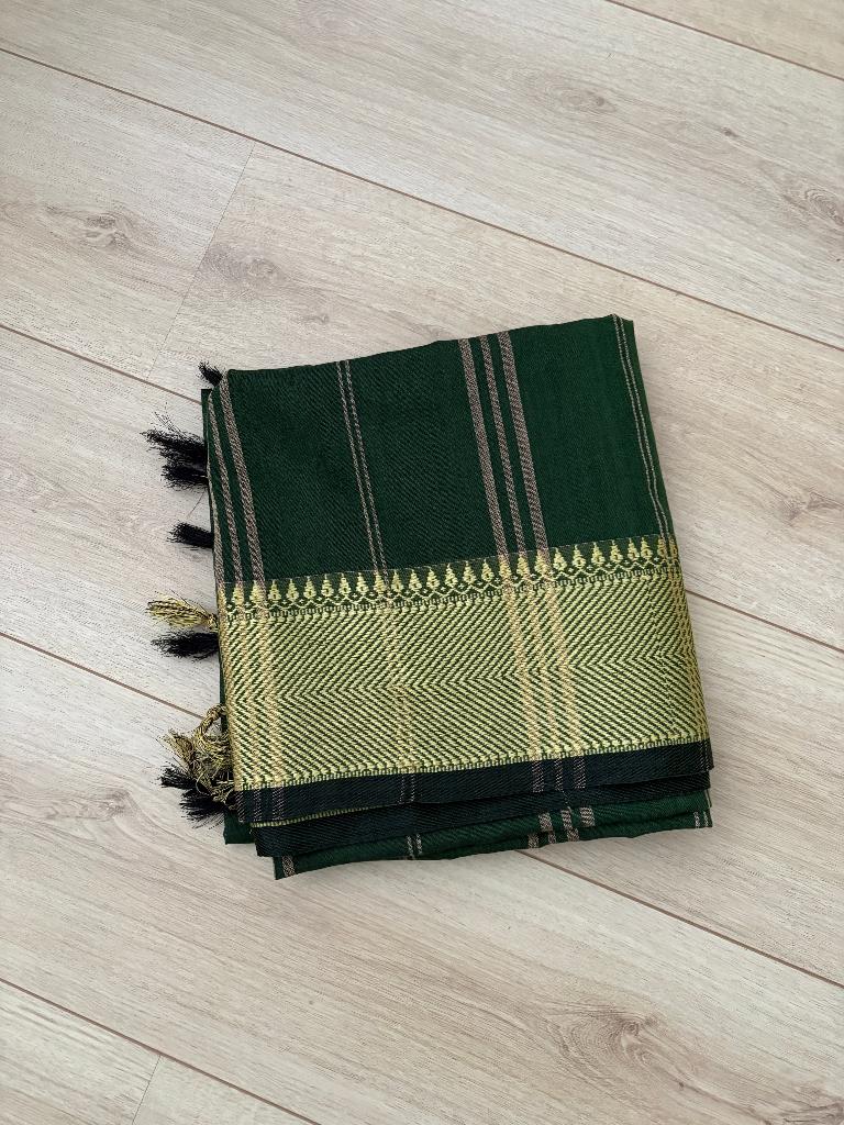 Restant van een groene Sari, 120 cm of meer, Ophalen of Verzenden, Katoen, Groen